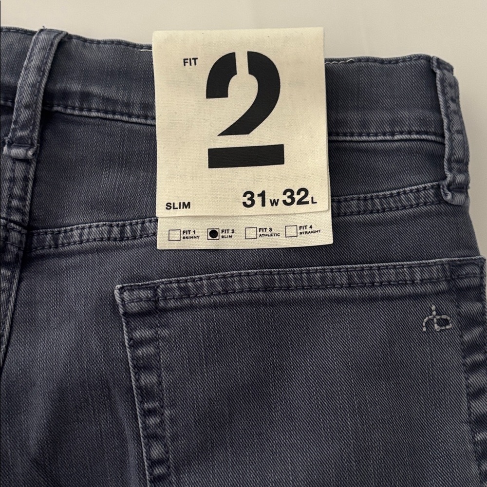 rag & bone Men's Dark Teal Fit 2 Aero Stretch Slim Jeans - Picture 2 of 3